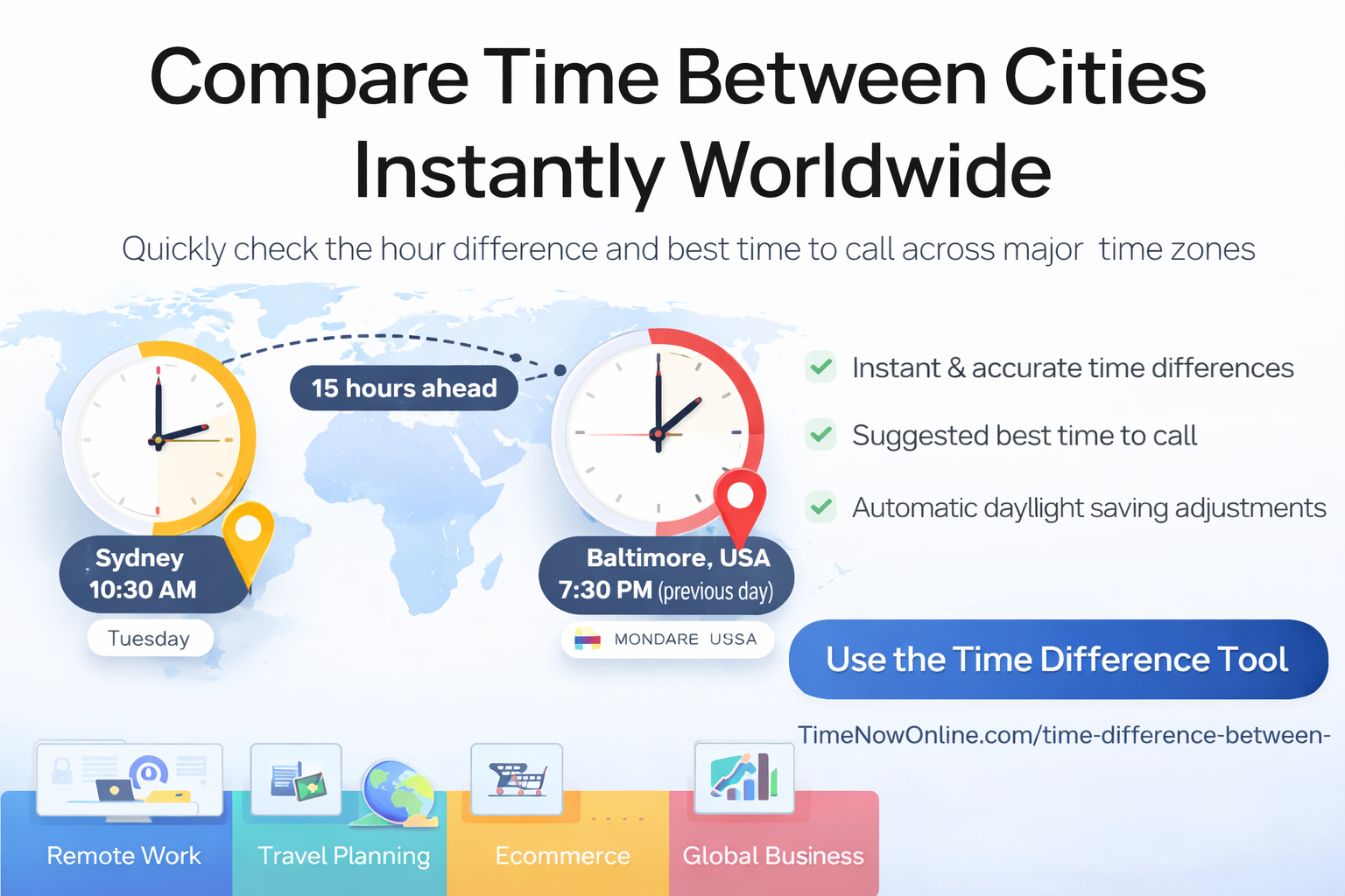 Time Difference Between Cities_timenowonline.com