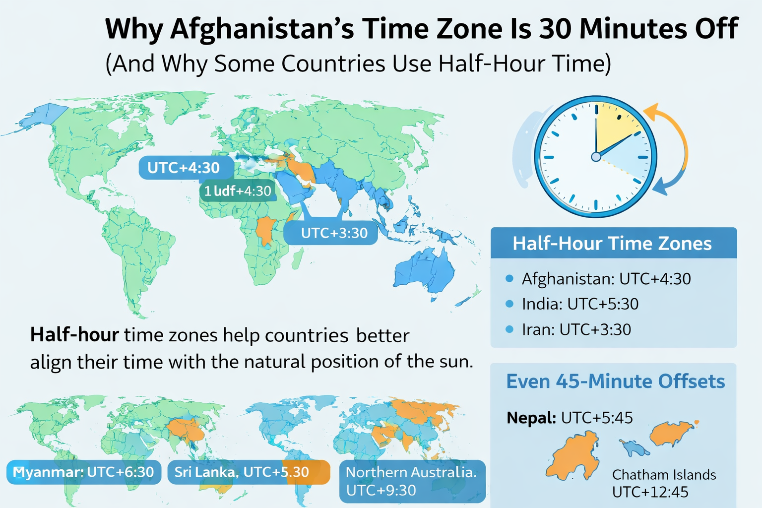 Why Afghanistan’s Time Zone Is 30 Minutes Off (And Why Some Countries Use Half-Hour Time)_timenowonline.com